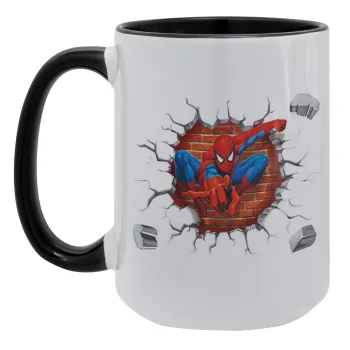 Spiderman wall, Κούπα Mega 15oz, κεραμική Μαύρη, 450ml
