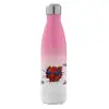 Μεταλλικό παγούρι θερμός Ροζ/Λευκό (Stainless steel), διπλού τοιχώματος, 500ml
