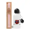 Easter Set, metallic aluminum bottle (500ml) & aromatic flat Easter candle (30cm) (PINK)