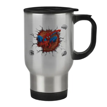 Spiderman wall, Κούπα ταξιδιού ανοξείδωτη με καπάκι, διπλού τοιχώματος (θερμό) 450ml