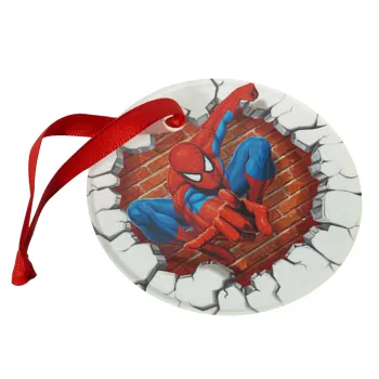 Spiderman wall, Christmas ornament glass 9cm