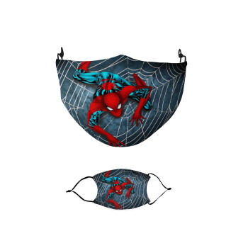 Spiderman net, Μάσκα υφασμάτινη παιδική πολλαπλών στρώσεων με υποδοχή φίλτρου