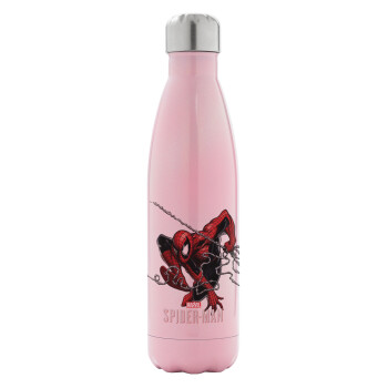 Spider-man, Metal mug thermos Pink Iridiscent (Stainless steel), double wall, 500ml