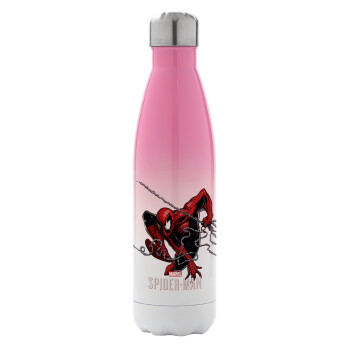 Spider-man, Μεταλλικό παγούρι θερμός Ροζ/Λευκό (Stainless steel), διπλού τοιχώματος, 500ml