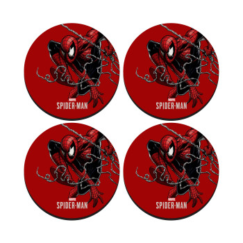 Spider-man, ΣΕΤ 4 Σουβέρ ξύλινα στρογγυλά (9cm)