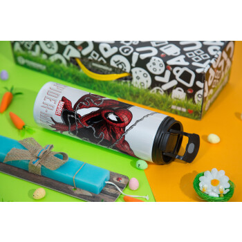 Spider-man, Easter candle,Travel Tumbler 2 Lids, with metal straw & cleaning brush & aromatic flat candle (30cm) (BLUE)