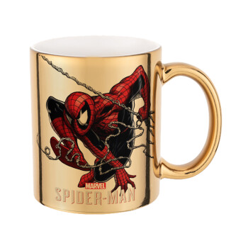 Spider-man, Mug ceramic, gold mirror, 330ml
