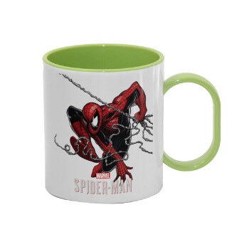 Spider-man, Κούπα (πλαστική) (BPA-FREE) Polymer Πράσινη για παιδιά, 330ml