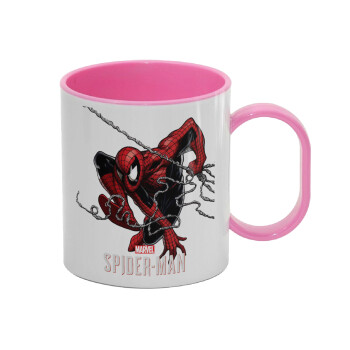 Spider-man, Κούπα (πλαστική) (BPA-FREE) Polymer Ροζ για παιδιά, 330ml