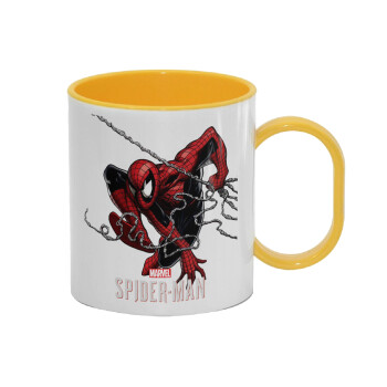 Spider-man, Κούπα (πλαστική) (BPA-FREE) Polymer Κίτρινη για παιδιά, 330ml