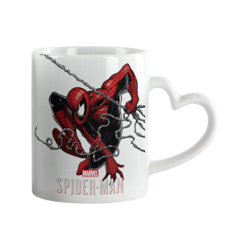 Spider-man, Κούπα καρδιά χερούλι λευκή, κεραμική, 330ml