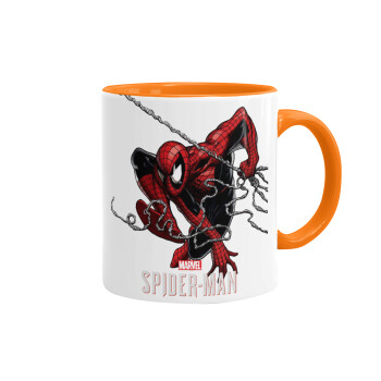 Spider-man, Κούπα χρωματιστή πορτοκαλί, κεραμική, 330ml