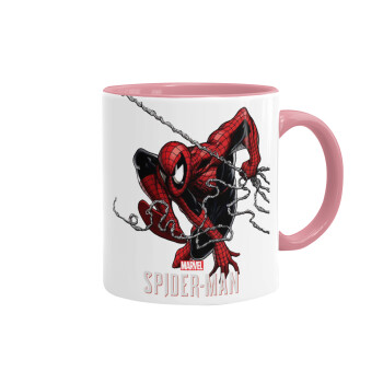 Spider-man, Κούπα χρωματιστή ροζ, κεραμική, 330ml