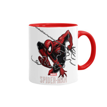 Spider-man, Κούπα χρωματιστή κόκκινη, κεραμική, 330ml