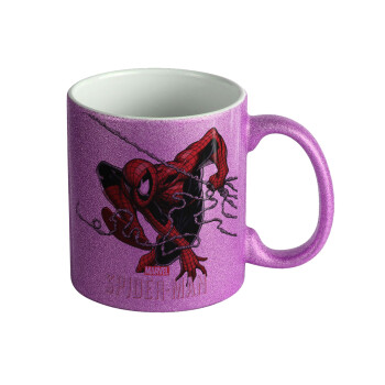 Spider-man, Κούπα Μωβ Glitter που γυαλίζει, κεραμική, 330ml
