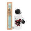 Easter Set, metallic aluminum water bottle (500ml) & scented flat candle (30cm) (TURQUOISE)