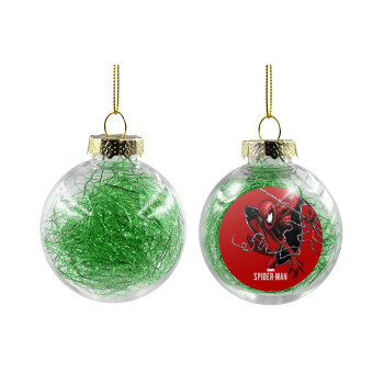 Spider-man, Χριστουγεννιάτικη μπάλα δένδρου διάφανη με πράσινο γέμισμα 8cm