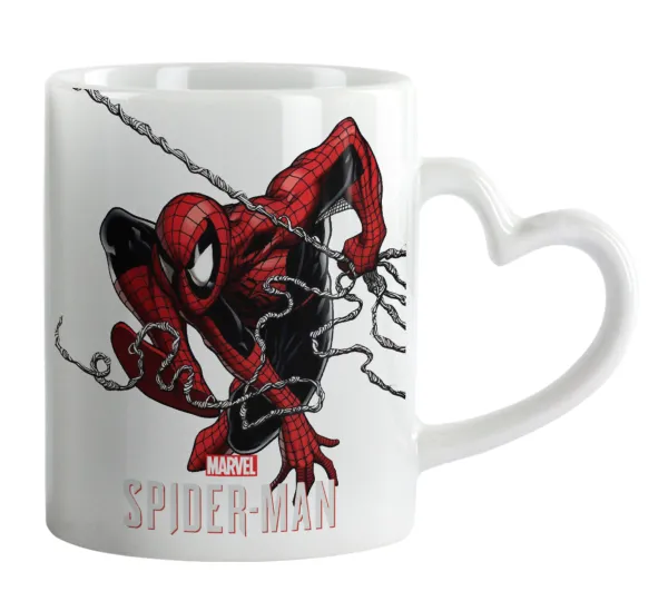 Spider-man — Κούπα καρδιά χερούλι λευκή, κεραμική, 330ml