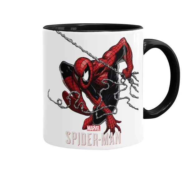 Spider-man — Κούπα χρωματιστή μαύρη, κεραμική, 330ml