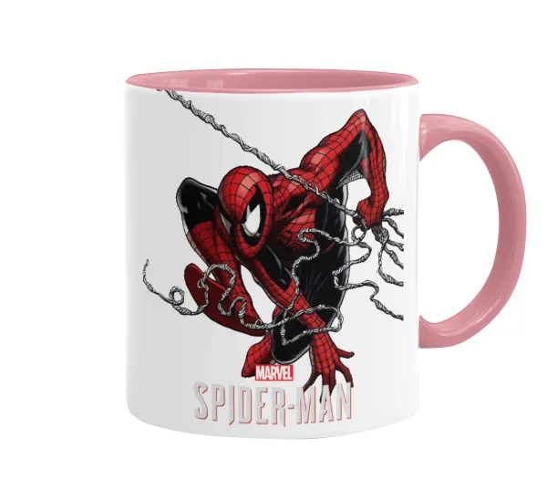 Spider-man — Κούπα χρωματιστή ροζ, κεραμική, 330ml