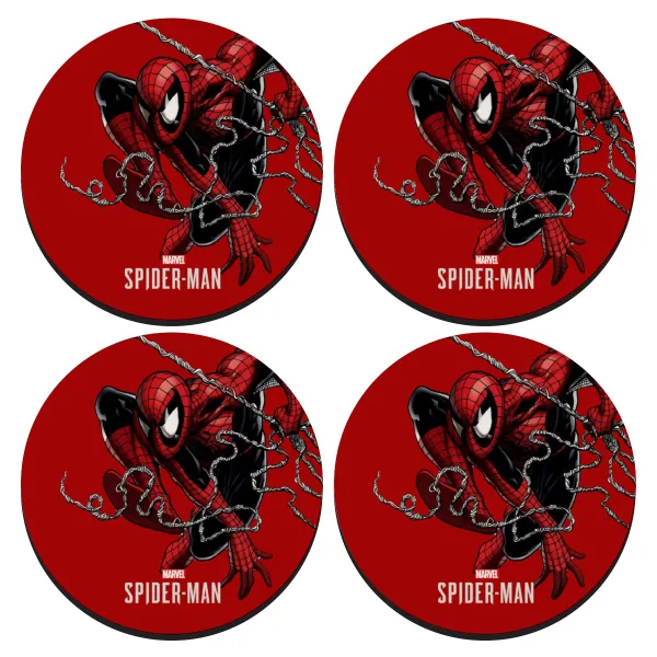 Spider-man — ΣΕΤ 4 Σουβέρ ξύλινα στρογγυλά (9cm)
