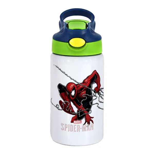 Spider-man — Παιδικό παγούρι θερμό, ανοξείδωτο, με καλαμάκι ασφαλείας, πράσινο/μπλε (350ml)