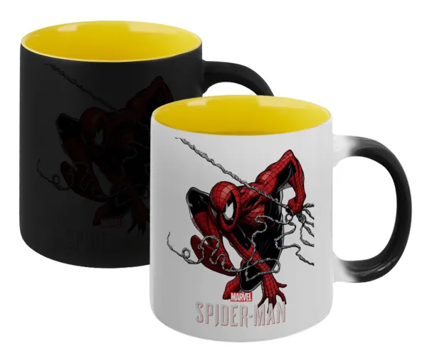 Spider-man — Magic mug with yellow interior, ceramic, 330ml, changes colour with hot drinks
