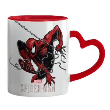 Spider-man, Mug heart red handle, ceramic, 330ml