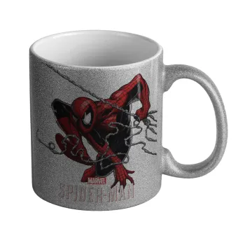 Spider-man, Κούπα Ασημένια Glitter που γυαλίζει, κεραμική, 330ml