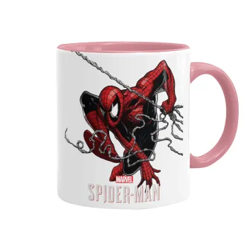 Spider-man, Κούπα χρωματιστή ροζ, κεραμική, 330ml