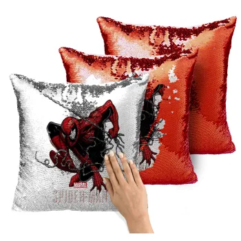 Spider-man, Μαξιλάρι καναπέ Μαγικό Κόκκινο με πούλιες 40x40cm περιέχεται το γέμισμα