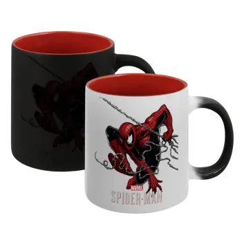 Spider-man, Κούπα Μαγική εσωτερικό κόκκινο, κεραμική, 330ml που αλλάζει χρώμα με το ζεστό ρόφημα