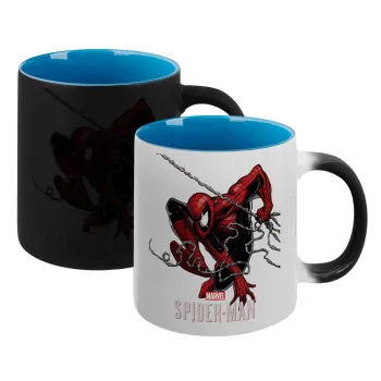 Spider-man, Κούπα Μαγική εσωτερικό μπλε, κεραμική 330ml που αλλάζει χρώμα με το ζεστό ρόφημα
