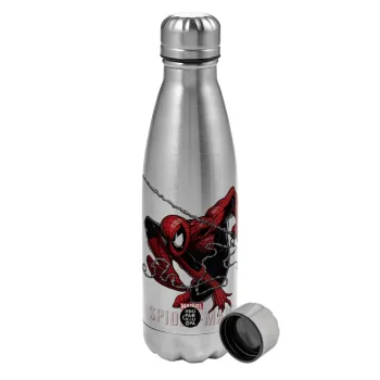 Spider-man, Metallic water bottle, stainless steel, 750ml