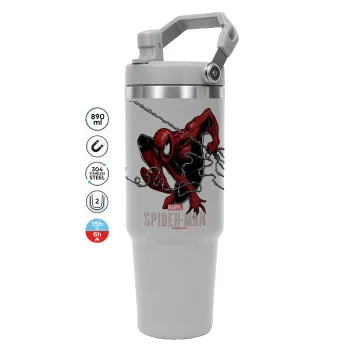 Spider-man, ΓΚΡΙ χρώματος Θερμός Ανοξείδωτο 890ml (30oz) με χερούλι