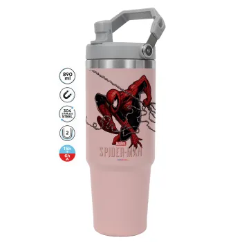 Spider-man, ΡΟΖ χρώματος Θερμός Ανοξείδωτο 890ml (30oz) με χερούλι