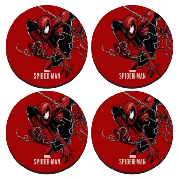 Spider-man, SET of 4 round wooden coasters (9cm)