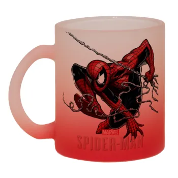Spider-man, Κούπα γυάλινη δίχρωμη με βάση το κόκκινο ματ, 330ml