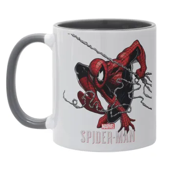 Spider-man, Κούπα χρωματιστή γκρι, κεραμική, 330ml
