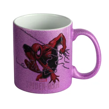 Spider-man, Κούπα Μωβ Glitter που γυαλίζει, κεραμική, 330ml