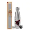 Easter Set, metallic Inox water bottle (750ml) & aromatic flat Easter candle (30cm) (GRAY)
