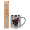 Easter Set, metallic thermal cup (300ml) & Easter aromatic flat candle (30cm) (GRAY)