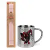 Easter Set, metallic thermal cup (300ml) & aromatic flat Easter candle (30cm) (PINK)