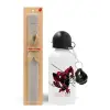 Easter Set, metallic aluminum water bottle (500ml) & aromatic flat Easter candle (30cm) (GRAY)
