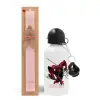 Easter Set, metallic aluminum bottle (500ml) & aromatic flat Easter candle (30cm) (PINK)