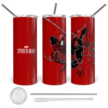 Spider-man, Tumbler stainless steel 600ml, with metal straw & cleaning brush