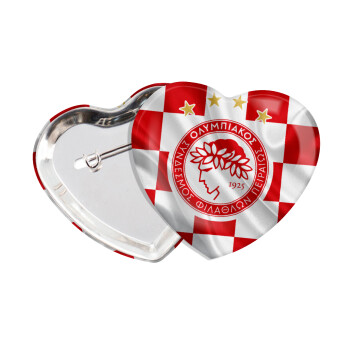 Olympiakos flag, Κονκάρδα παραμάνα καρδιά (57x52mm)