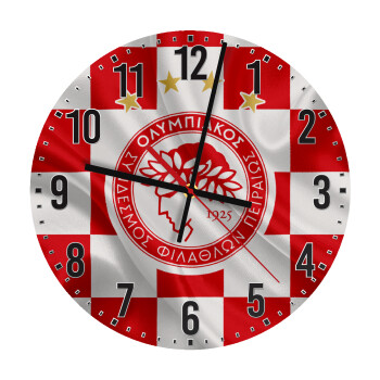 Olympiakos flag, Ρολόι τοίχου ξύλινο (30cm)