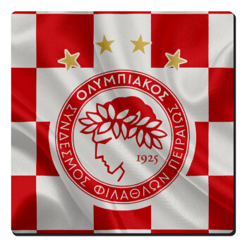 Olympiakos flag, Τετράγωνο μαγνητάκι ξύλινο 6x6cm