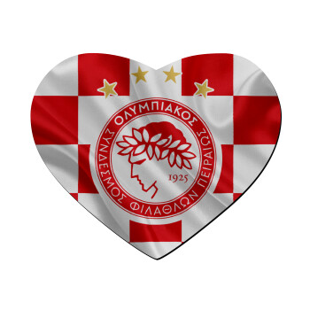 Olympiakos flag, Mousepad καρδιά 23x20cm